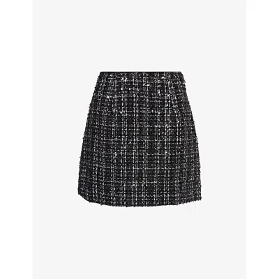 AMY LYNN WOMENS BLACK JEANETTE SEQUIN-BOUCLÉ WOVEN MINI SKIRT