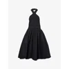 Amy Lynn Womens Black Puffball Halterneck Cotton Midi Dress