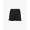 Amy Lynn Womens Black Shirred High-rise Stretch-woven Shorts