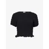 Amy Lynn Womens Eliza Shirred-bodice Stretch-lace Top Black
