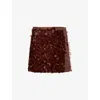 Amy Lynn Womens Gloria Sequin Woven Mini Skirt Brown In Brown