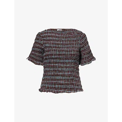 AMY LYNN WOMENS AMY LYNN KITTY CHECK-PRINT WOVEN TOP