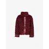 Amy Lynn Womens Celeste Funnel-neck Faux-shearling Coat Burgundy In Burgundy