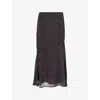 Amy Lynn Womens  Chiffon Polkadot Asym Maxi Skirt In Black