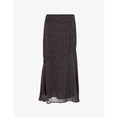 Amy Lynn Womens  Chiffon Polkadot Asym Maxi Skirt In Black
