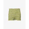 Amy Lynn Womens Danica Plaid Shirred Woven Shorts Green In Green