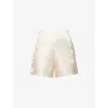 Amy Lynn Womens Ecru Shiny Tailored High-rise Woven Shorts In Neutral