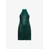 Amy Lynn Womens Teal Foxy Sequin Woven Mini Dress In Green