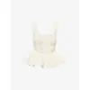 Amy Lynn Womens Calla Textured Peplum Woven Top Ivory In Neutral