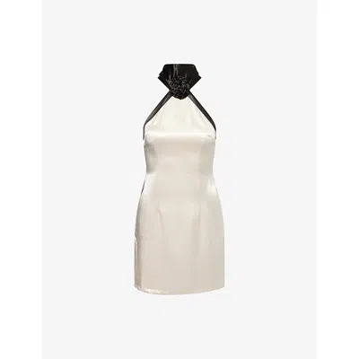 AMY LYNN WOMENS IVORY NOEMI ROSE APPLIQUÉ SATIN MINI DRESS