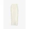 Amy Lynn Womens Textured Split-hem Woven Maxi Skirt Ivory In White