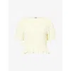 Amy Lynn Womens Lemon Shirred Lace Stretch-woven Top