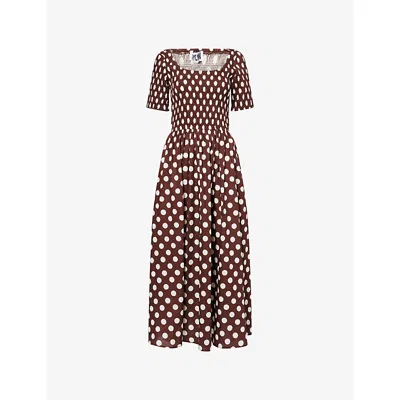 Amy Lynn Womens Brown Matilda Short-sleeves Cotton-poplin Maxi Dress In Gray