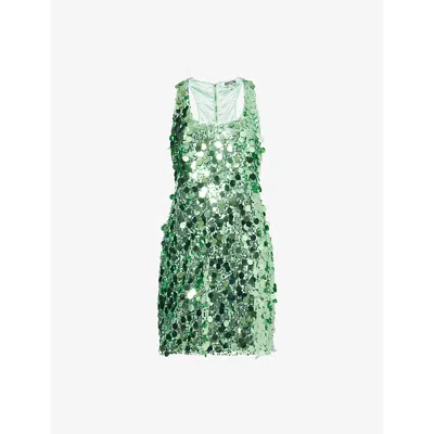 Amy Lynn Womens  Sequin Scoop-neckline Woven Mini Dress In Mint