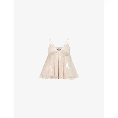 Amy Lynn Womens Milana Sequin Woven Top Taupe In Neutral