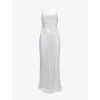 Amy Lynn Womens Ice Blue Translucent-sequin Sleeveless Woven Maxi Dress In Blue