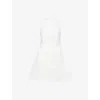 Amy Lynn Womens White Halterneck Flared Cotton-poplin Mini Dress