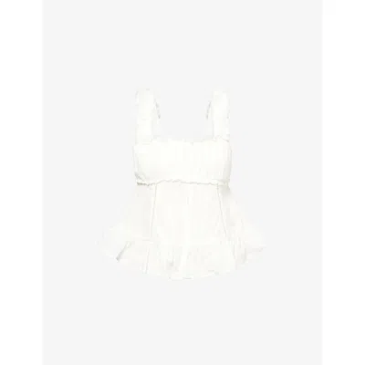 Amy Lynn Womens Rosella Broderie Floral Appliqué Cotton Top White