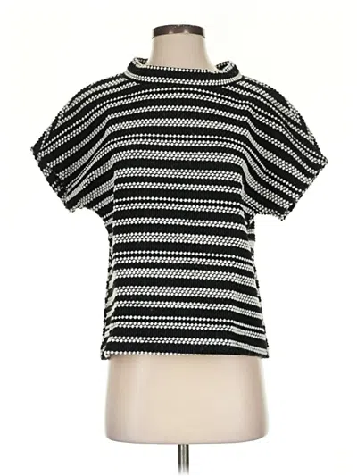 Pre-owned Amy Matto Short Sleeve Top Black Mock Neckline Tops