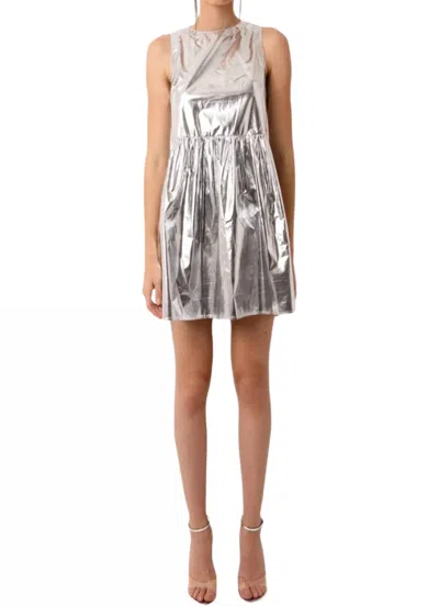 Amylynn Baby Doll Dress In Silver In Gray