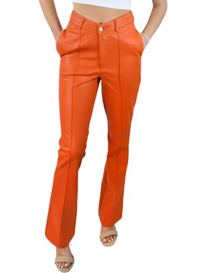 Amylynn Colorful Option Faux Leather Pants In Orange