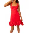 Amylynn Corsage Hem Mini Dress In Cherry Red In Red