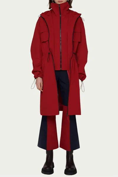 Amylynn Edith Hooded Layered Shell Parka In Wine In Red
