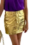 Amylynn Millie Metallic Mini Skirt In Gold In Gold