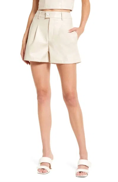 Amylynn Tonya Faux Leather Shorts In Cream In White