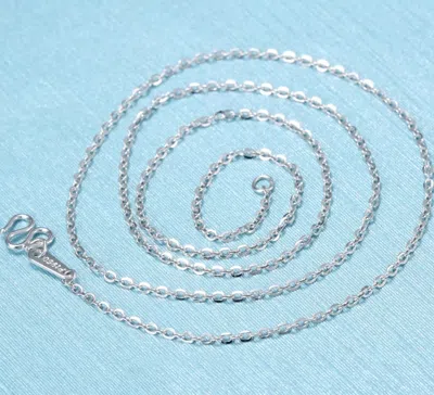 Pre-owned Am.yuxi Real Platinum 950 Necklace Women Elegant O Link Lucky 1mmw Chain 18"l