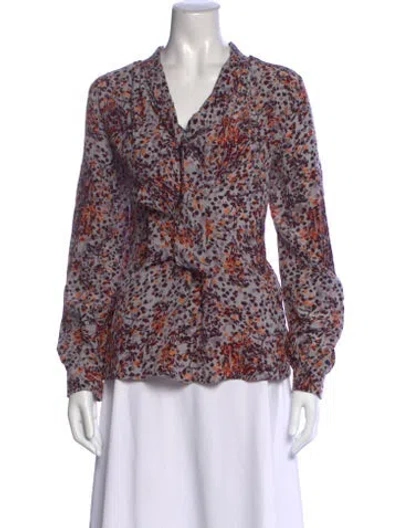 Pre-owned An An Londree Silk Floral Print Blouse In Multi