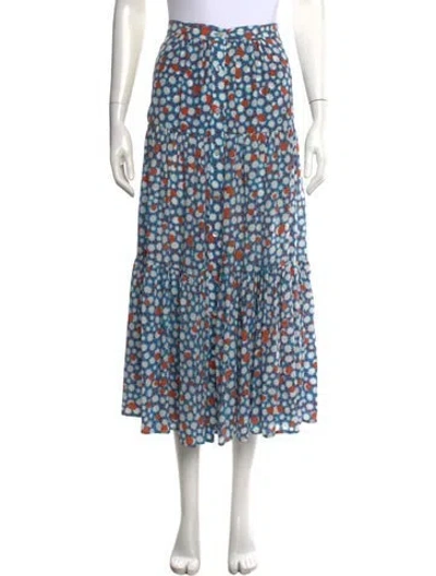 Pre-owned An An Londree Silk Long Skirt In Blue