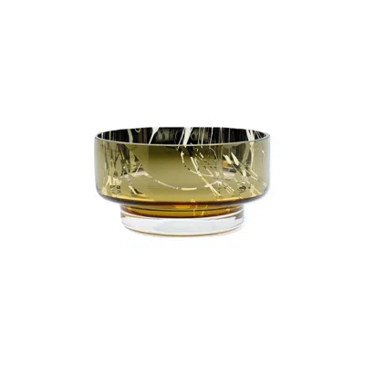 An&angel Gold / Silver Moon Mini Splashed Amber Bowl In Green