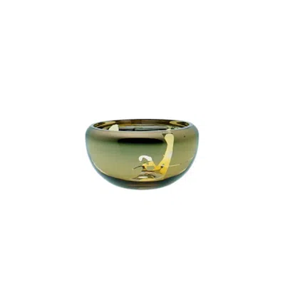 An&angel Gold / Yellow / Silver Deco Round Splashed Amber Bowl In Green