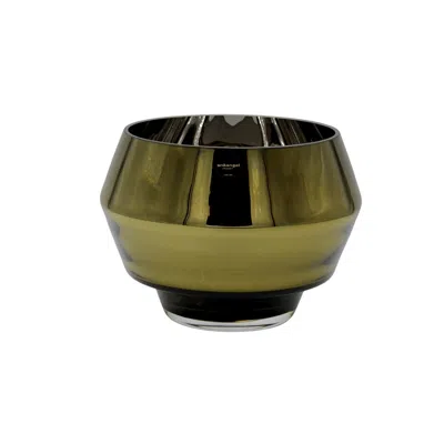 An&angel Green / Silver Cube Deco Olive Green Bowl In Multi