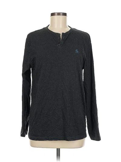 Pre-owned An Original Penguin By Munsingwear Long Sleeve Henley Shirt In Gray