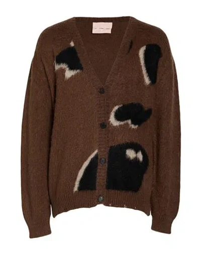 An Other Date Man Cardigan Khaki Size Xl Acrylic, Polyamide, Mohair Wool In Brown