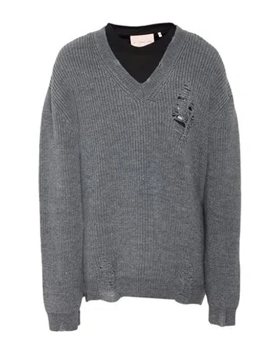 An Other Date Man Sweater Grey Size L Cotton In Gray