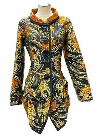 Pre-owned An Ren Button Down Coat In Black/yellow - Size M