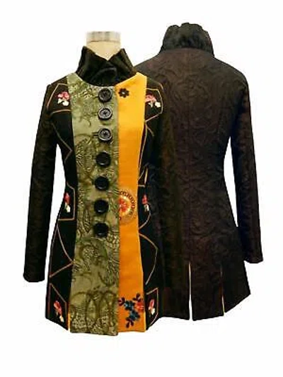 Pre-owned An Ren Long Sleeves Dress Coat In Mix - Size L In Multicolor