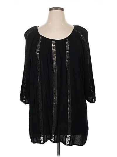 Pre-owned A.n.a. A New Approach 3/4 Sleeve Blouse In Black