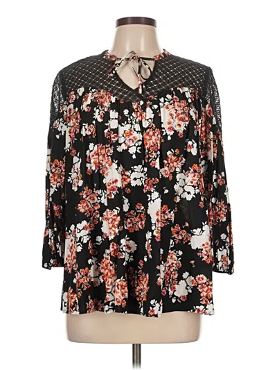 Pre-owned A.n.a. A New Approach 3/4 Sleeve Blouse In Black