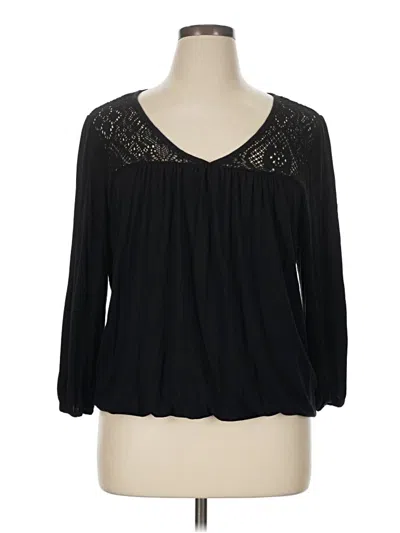 Pre-owned A.n.a. A New Approach 3/4 Sleeve Blouse In Black