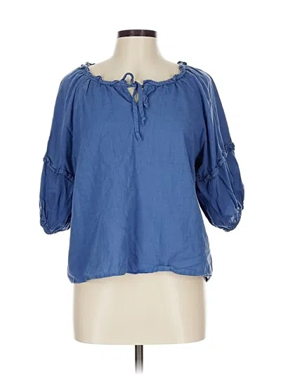 Pre-owned A.n.a. A New Approach 3/4 Sleeve Blouse In Blue