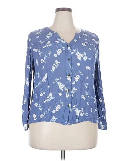 Pre-owned A.n.a. A New Approach 3/4 Sleeve Blouse In Blue