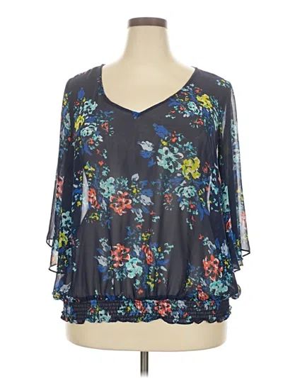 Pre-owned A.n.a. A New Approach 3/4 Sleeve Blouse In Blue