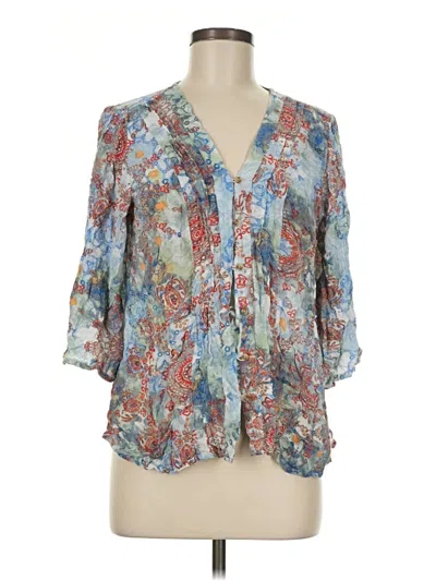 Pre-owned A.n.a. A New Approach 3/4 Sleeve Blouse In Blue