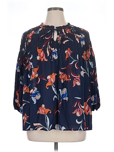 Pre-owned A.n.a. A New Approach 3/4 Sleeve Blouse In Blue