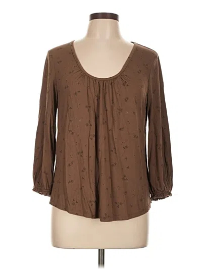 Pre-owned A.n.a. A New Approach 3/4 Sleeve Blouse In Brown