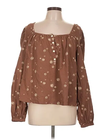 Pre-owned A.n.a. A New Approach 3/4 Sleeve Blouse In Brown